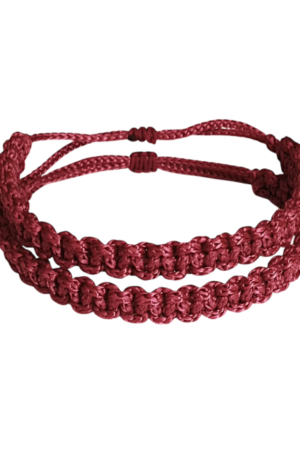 Βραχιόλια σετ αντρικά κορδόνι μπορντώ μακραμέ