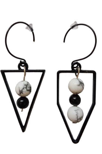 Χειροποίητα κρεμαστά σκουλαρίκια με χαολίτη και ατσάλινο κρίκο