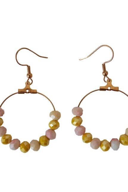 Χειροποίητα κρεμαστά σκουλαρίκια κρίκοι με κρύσταλλα