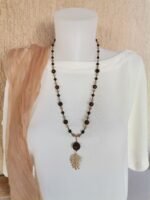 Κολιέ με Smoky Quartz και Μπεζ Jade - Image 2