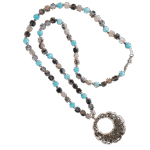 Κολιέ με Ασπρόμαυρο και Γαλάζιο Αχάτη