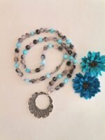 Κολιέ με Ασπρόμαυρο και Γαλάζιο Αχάτη - Image 7