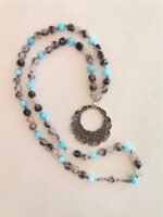 Κολιέ με Ασπρόμαυρο και Γαλάζιο Αχάτη - Image 6