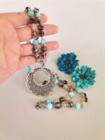 Κολιέ με Ασπρόμαυρο και Γαλάζιο Αχάτη - Image 5