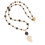 Κολιέ με Smoky Quartz και Μπεζ Jade