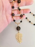 Κολιέ με Smoky Quartz και Μπεζ Jade - Image 3