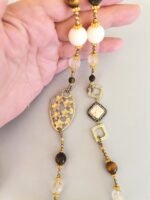Ασύμμετρο Κολιέ με Citrine, Μάτι Τίγρης και Κοράλι - Image 4