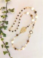 Ασύμμετρο Κολιέ με Citrine, Μάτι Τίγρης και Κοράλι - Image 6