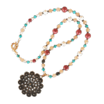 Ethnic Πολύχρωμο Κολιέ με Μοτίφ Λουλούδι