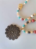 Ethnic Πολύχρωμο Κολιέ με Μοτίφ Λουλούδι - Image 4