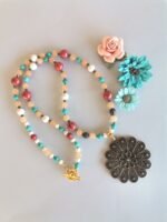 Ethnic Πολύχρωμο Κολιέ με Μοτίφ Λουλούδι - Image 6