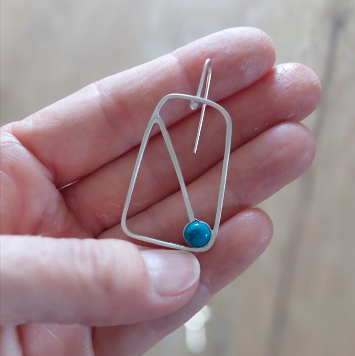 Turquoise geometry_ Χειροποίητα σκουλαρίκια από ασήμι 925 - Image 3