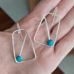 Turquoise geometry_ Χειροποίητα σκουλαρίκια από ασήμι 925