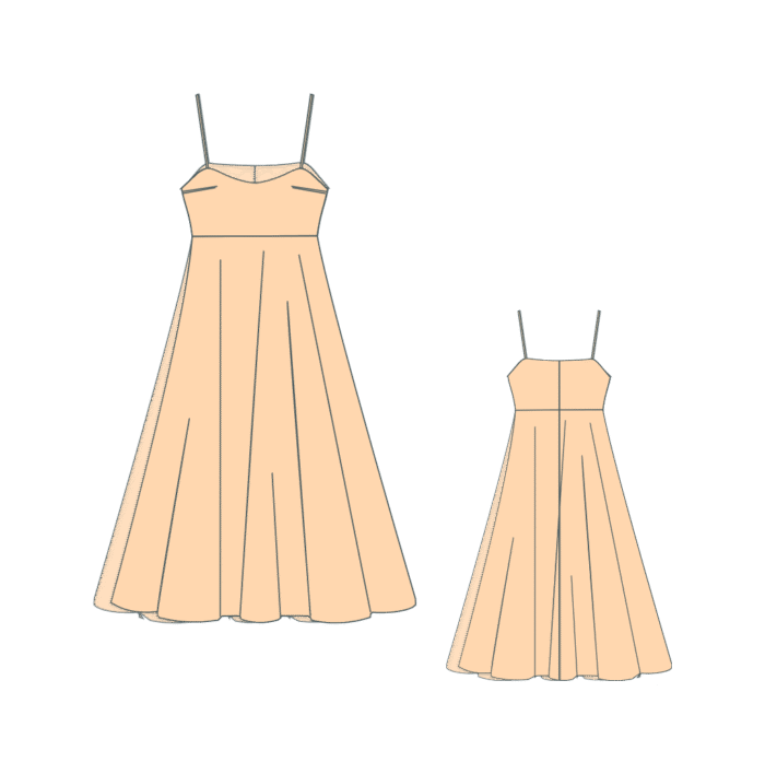 Technical Sketch pattern midi dress summer