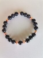 Ελαστικό Βραχιόλι με Χρυσόλιθο και Ροζ Λάβα - Image 3