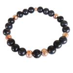 Ελαστικό Βραχιόλι με Χρυσόλιθο και Ροζ Λάβα