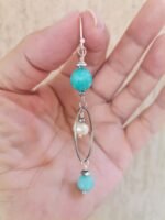 Σκουλαρίκια με Γαλάζιο Jade, Αχάτη και Μαργαριτάρια - Image 4