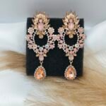 '' Lucia '' σκουλαρίκια με ροζ και σαμπανιζέ πέτρες