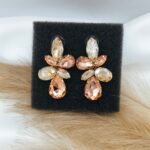 '' Carlotta '' σκουλαρίκια σαμπανιζέ με σομόν πέτρες