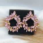 ”Kira” Σκουλαρίκια σε ροζ με σαμπανιζέ πέτρες