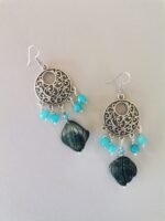 Σκουλαρίκια με Γαλάζιο Αχάτη και Ρόμβο Φίλντισι - Image 2