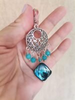 Σκουλαρίκια με Γαλάζιο Αχάτη και Ρόμβο Φίλντισι - Image 4