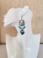 Σκουλαρίκια με Γαλάζιο Αχάτη και Ρόμβο Φίλντισι - Image 5