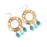 Επίχρυσα Σκουλαρίκια με Γαλάζιο Jade