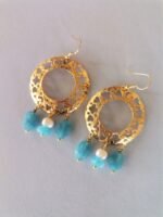 Επίχρυσα Σκουλαρίκια με Γαλάζιο Jade - Image 3