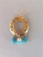 Επίχρυσα Σκουλαρίκια με Γαλάζιο Jade - Image 2