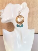 Επίχρυσα Σκουλαρίκια με Γαλάζιο Jade - Image 4