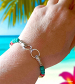 Χειροποιητο Βραχιολι με Ημιπολυτιμους λιθους Λαβα και Αιματιτη και ατσαλινα χερακια με κρικους - Image 3