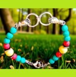 Χειροποιητο Βραχιολι με Ημιπολυτιμους λιθους Λαβα και Αιματιτη και ατσαλινα χερακια με κρικους - Image 7