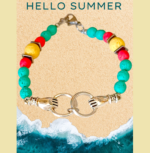 Χειροποιητο Βραχιολι με Ημιπολυτιμους λιθους Λαβα και Αιματιτη και ατσαλινα χερακια με κρικους - Image 2