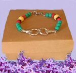 Χειροποιητο Βραχιολι με Ημιπολυτιμους λιθους Λαβα και Αιματιτη και ατσαλινα χερακια με κρικους - Image 6