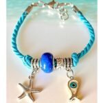 Χειροποιητο Καλοκαιρινο Βραχιολι με κορδονι ρεγιον και καλοκαιρινα charms τυπου pandora