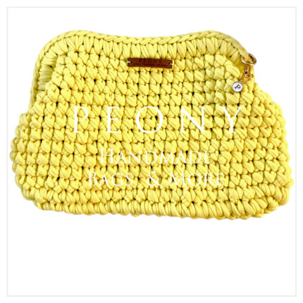 Χειροποίητη πλεκτή κίτρινη τσάντα τύπου clutch
