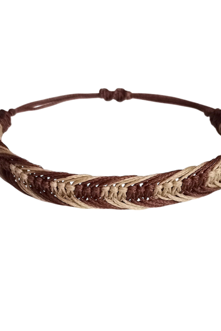 Βραχιόλι αντρικό δίχρωμο μακραμέ, σοκολά-μπεζ