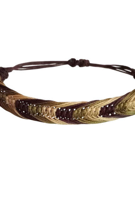 Βραχιόλι αντρικό τρίχρωμο μακραμέ καφέ-χακί-μπεζ