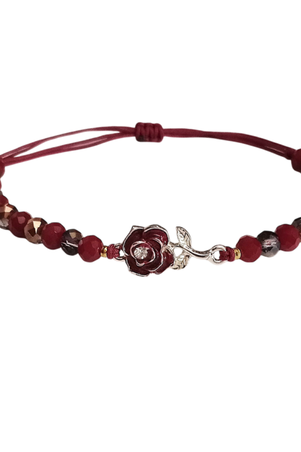 Γυναικείο βραχιόλι τριαντάφυλλο με σμάλτο και κρύσταλλα