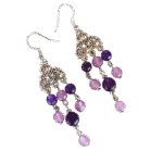 Κρεμαστά Σκουλαρίκια με Μωβ και Λιλά Jade