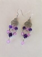 Κρεμαστά Σκουλαρίκια με Μωβ και Λιλά Jade - Image 3