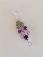 Κρεμαστά Σκουλαρίκια με Μωβ και Λιλά Jade - Image 4