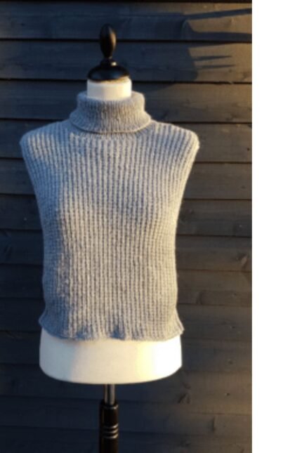 Πλεκτό γιλέκο ζιβάγκο με πλαϊνά κουμπιά – πατρόν