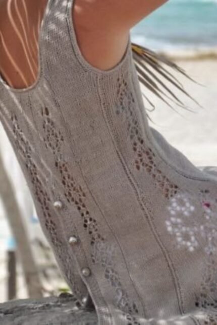 Πλεκτή tunic με τιράντες και δαντελωτή πλέξη – Linaria Tunic