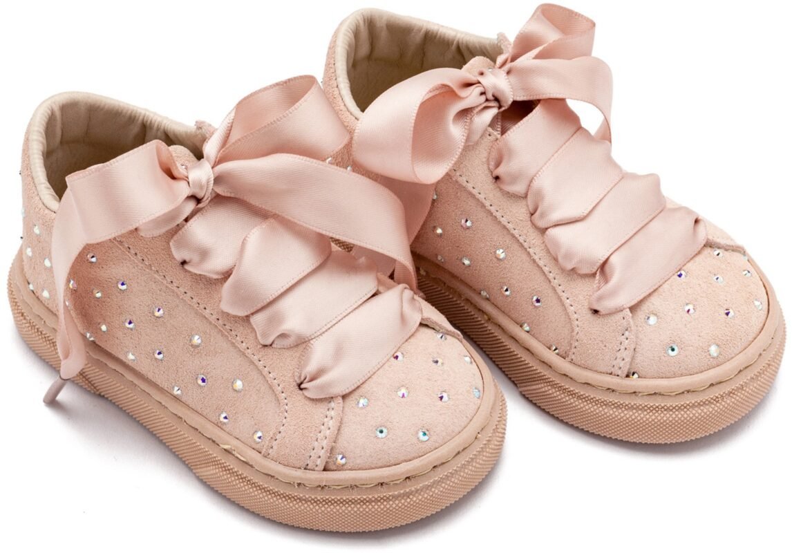 Babywalker Βαπτιστικά Sneaker Suede με Στρας LU6115 Νουντ