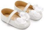 Babywalker Βαπτιστικά Γοβάκια Μονή Μπαρέτα με Υφασμάτινο Χειροποίητο Φιογκάκι MI1652 Λευκό