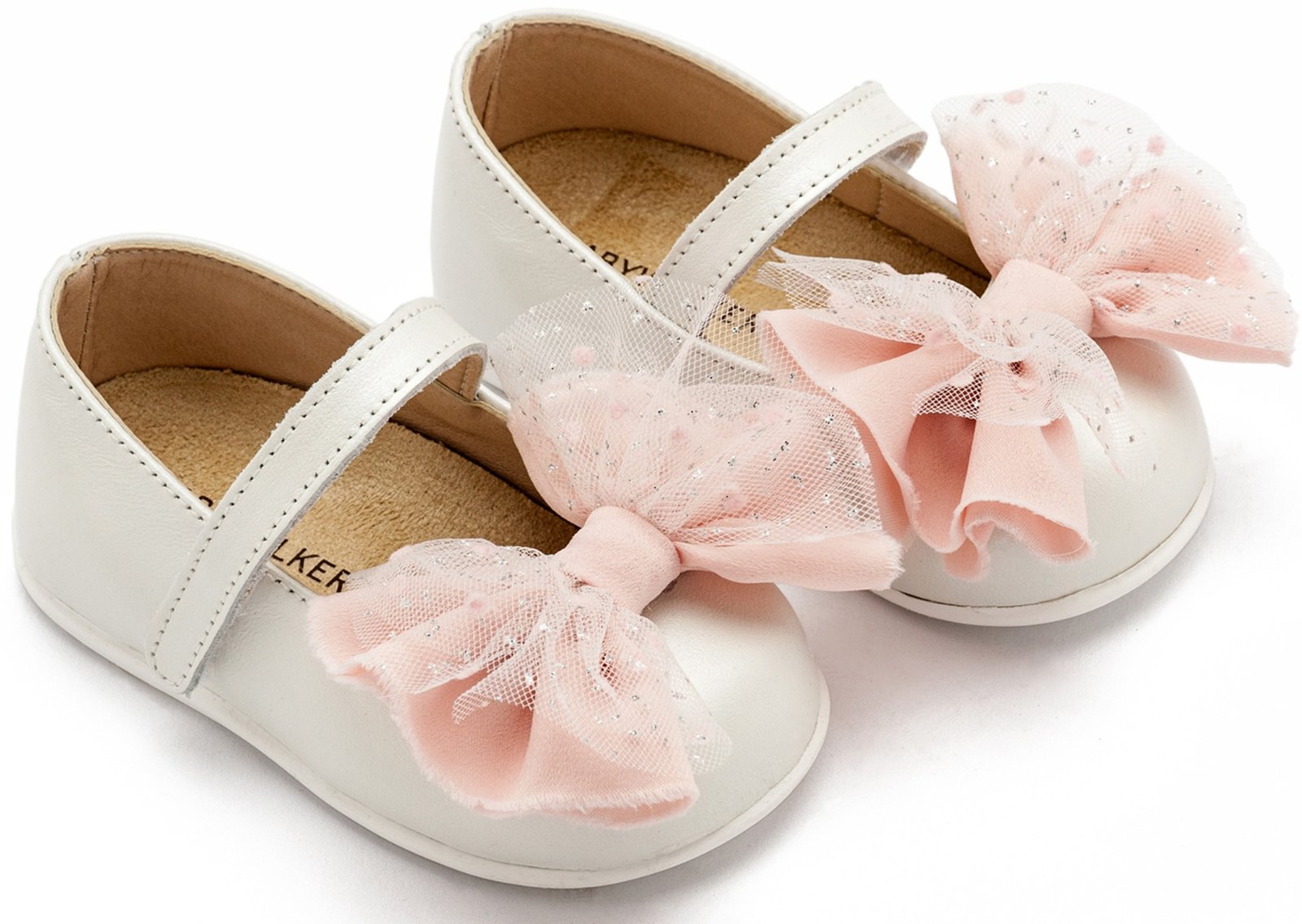 βαπτιστικα παπουτσια κοριτσι Babywalker Βαπτιστικά Γοβάκια Μονή Μπαρέτα με Φιόγκο PRI2638 Eκρού Ροζ