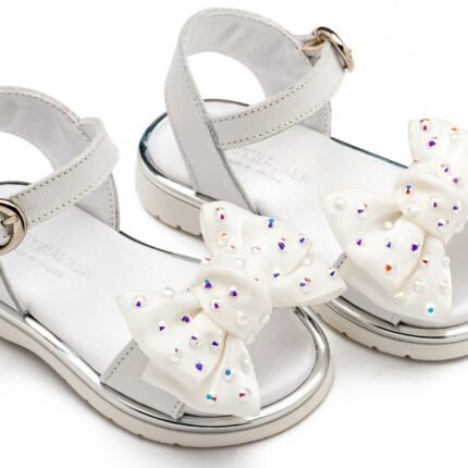 Babywalker Βαπτιστικά Πέδιλα με Φιόγκο και Στρας LU6122 Λευκό