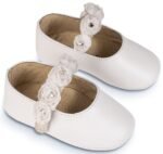 Babywalker Γοβακι Μονή Μπαρέτα με Chiffon Λουλούδια MI1638 Λευκό